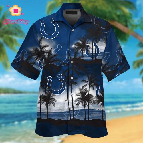 Indianapolis Colts Short Sleeve Button Up Tropical Aloha Hawaiian Shirt Set for Men Women Kids Gift