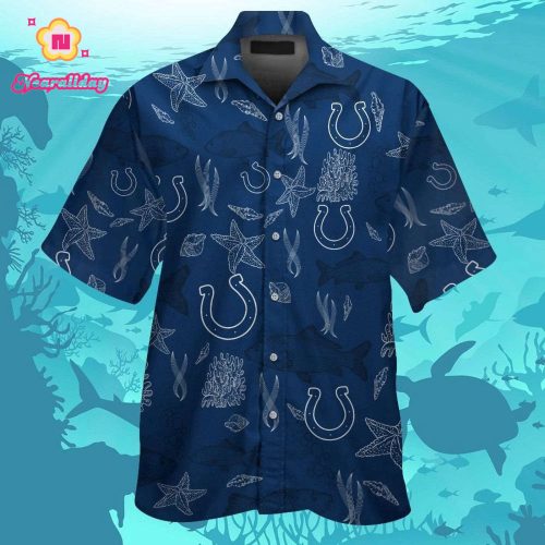 Indianapolis Colts Short Sleeve Button Up Tropical Aloha Hawaiian Shirt Set for Men Women Kids Gift