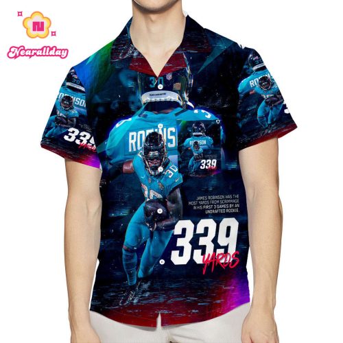 Jacksonville Jaguars James Robinson 30 v3 3D All Over Print Summer Beach Hawaiian Shirt With Pocket