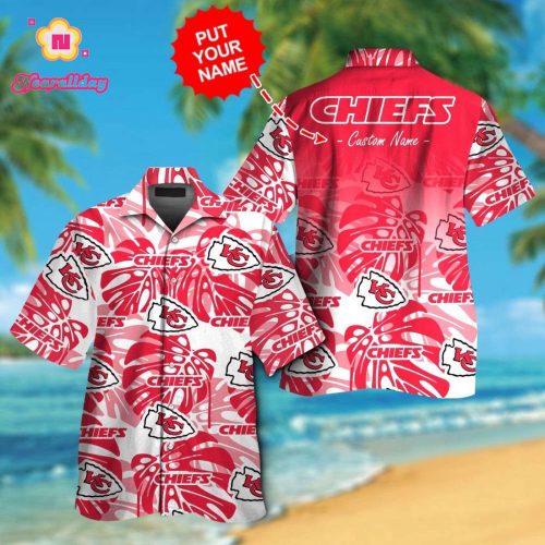 Kansas City Chiefs Short Sleeve Button Up Tropical Aloha Hawaiian Shirt Set for Men Women Kids Gift