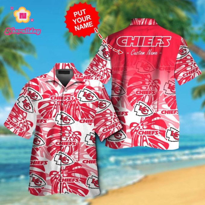Kansas City Chiefs Short Sleeve Button Up Tropical Aloha Hawaiian Shirt Set for Men Women Kids Gift