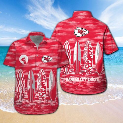 Kansas City Chiefs Short Sleeve Button Up Tropical Aloha Hawaiian Shirt Set for Men Women Kids Gift