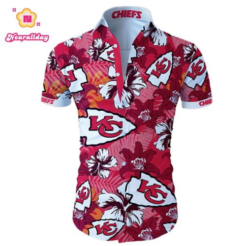 Kansas city chiefs tropical flower Hawaiian Beach Shirt