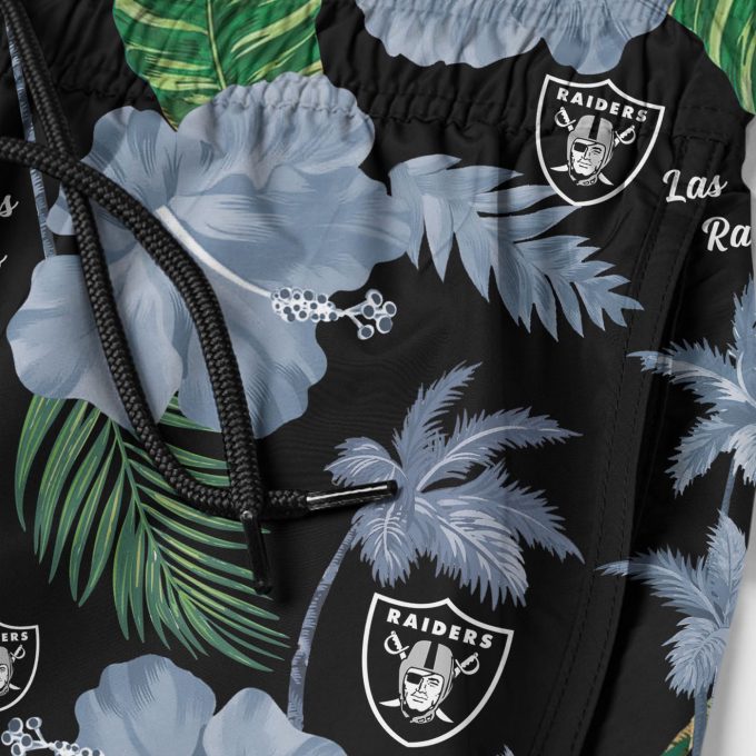 Las Vegas Raiders Nfl Color Hibiscus Button Up Hawaiian Shirt