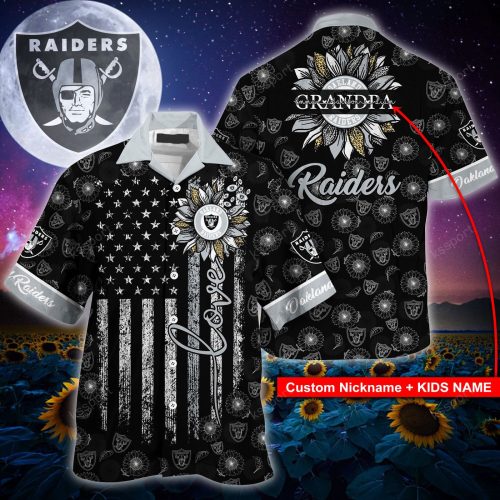 Las Vegas Raiders NFLHawaii Shirt Sunflower Custom Your Nickname,Kids Name Best Gift For Mother Day,Father Day  Gift