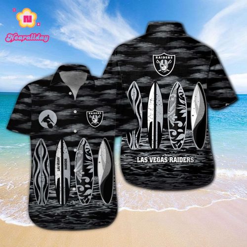 Las Vegas Raiders Short Sleeve Button Up Tropical Aloha Hawaiian Shirt Set for Men Women Kids Gift