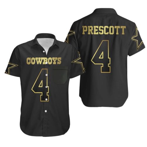 Limited Dallas Cowboys 4 Prescott Golden Black 3D Hawaiian Shirt