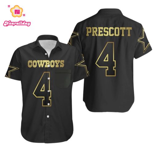 Limited Dallas Cowboys 4 Prescott Golden Black 3D Hawaiian Shirt