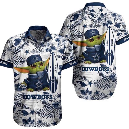 Limited Dallas Cowboys Baby Yoda Tropical Pattern Hawaiian Shirt