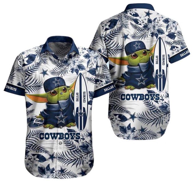 Limited Dallas Cowboys Baby Yoda Tropical Pattern Hawaiian Shirt