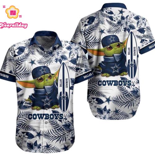 Limited Dallas Cowboys Baby Yoda Tropical Pattern Hawaiian Shirt