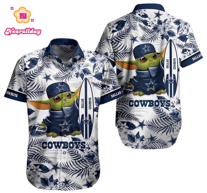Limited Dallas Cowboys Baby Yoda Tropical Pattern Hawaiian Shirt