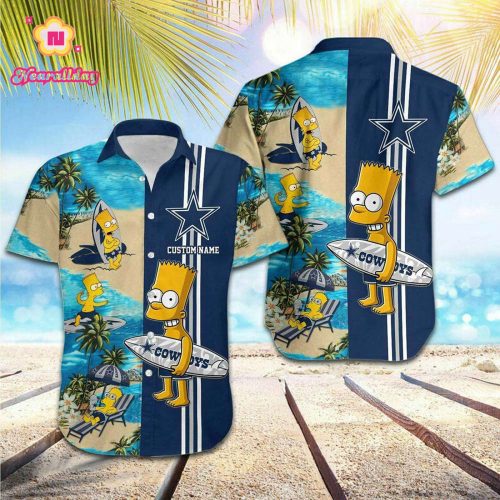 Limited Dallas Cowboys Bart Simpsons Surfing Hawaiian Shirt