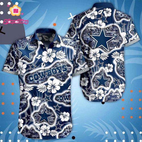 Limited Dallas Cowboys Hibiscus Flower Pattern Hawaiian Shirt