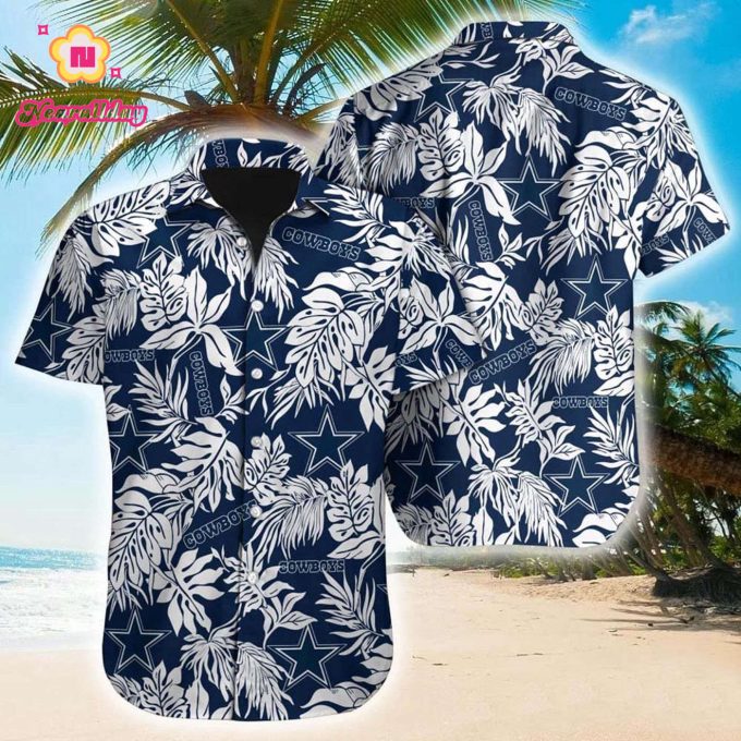 Limited Dallas Cowboys Tropical Leafs Pattern Hawaiian Shirt