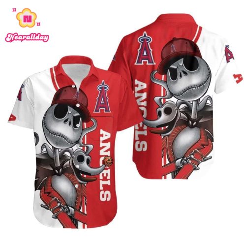 Los Angeles Angels Jack Skellington and Zero Hawaiian Shirt – Official MLB Merchandise