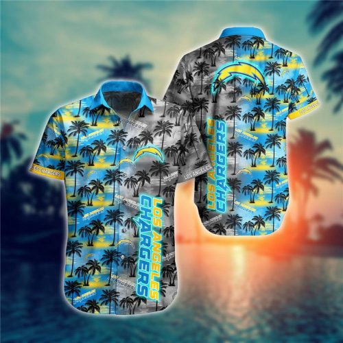 Los Angeles Chargers Hawaiian Shirt Palm Tree Pattern