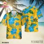 Los Angeles Chargers Nfl Color Hibiscus Button Up Hawaiian Shirt