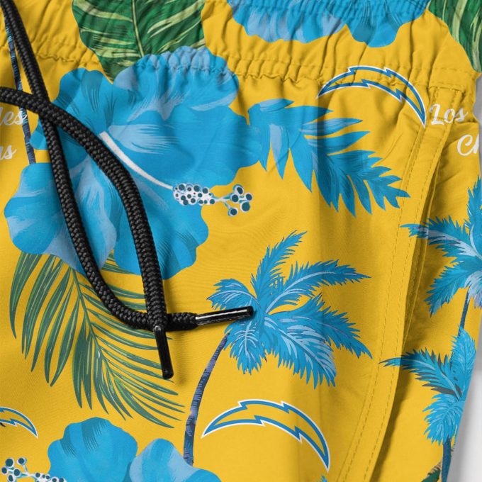 Los Angeles Chargers Nfl Color Hibiscus Button Up Hawaiian Shirt