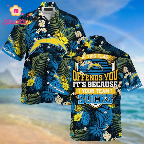 Los Angeles Chargers Summer Hawaiian Shirt With Tropical Patterns