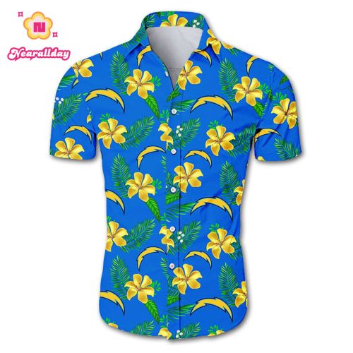 Los angeles chargers tropical flower Hawaiian Beach Shirt