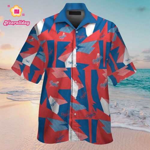 Los Angeles Dodgers Hawaiian Shirt Set – Short Sleeve Button Up Aloha Style for Men Women Kids