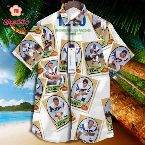 Los Angeles Rams 1970 Retrocards Set Vintage Aloha Hawaiian Shirt