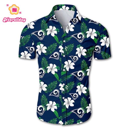 Los Angeles Rams Hawaiian Shirt Floral Button Up