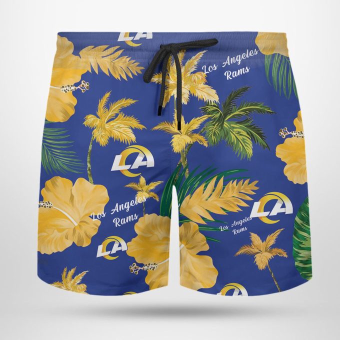 Los Angeles Rams Nfl Color Hibiscus Button Up Hawaiian Shirt