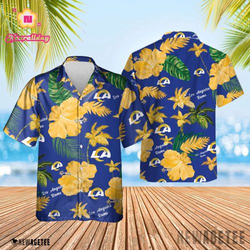 Los Angeles Rams Nfl Color Hibiscus Button Up Hawaiian Shirt