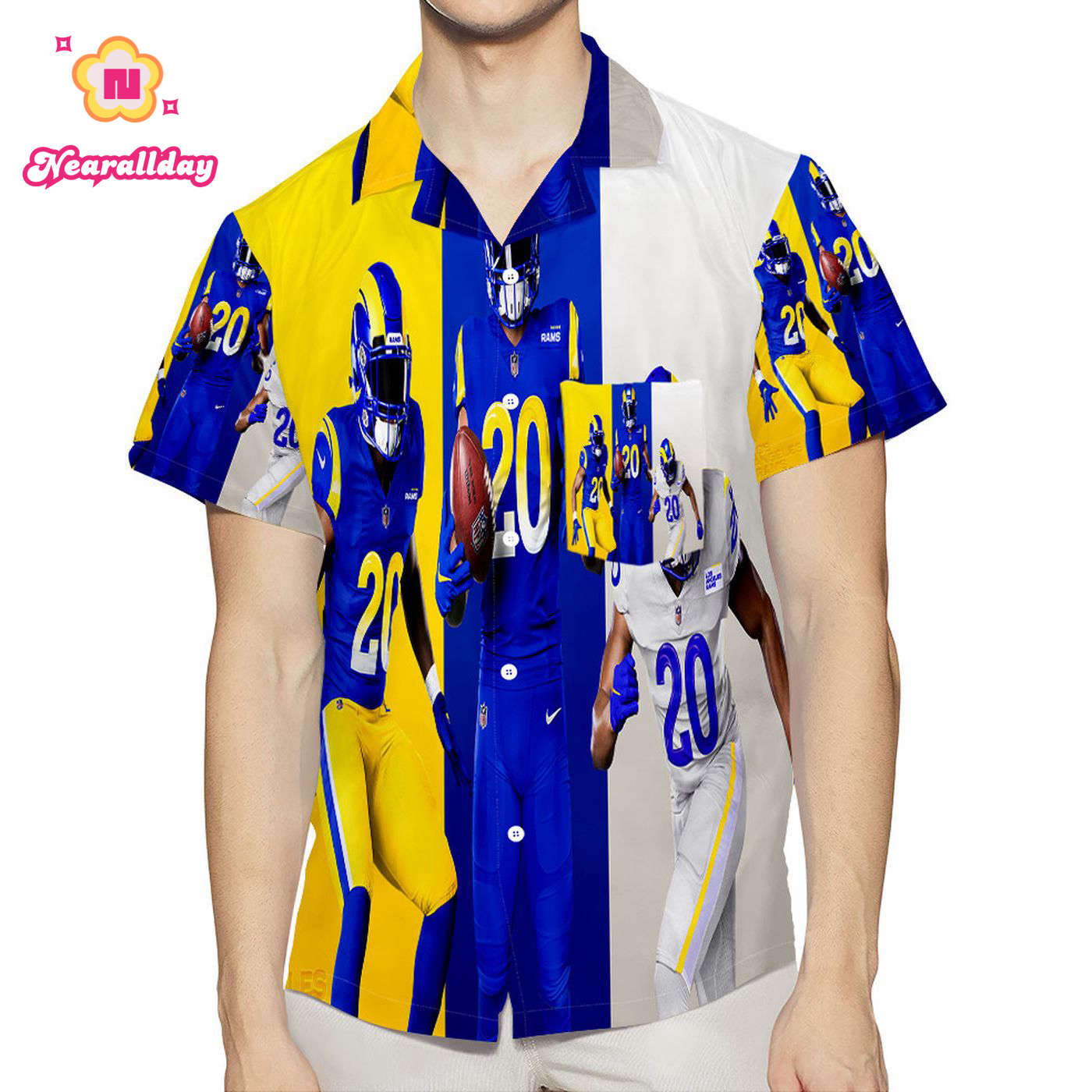 Los Angeles Rams Player Number 20 3D All Over Print Summer Beach Hawaiian Shirt With Pocket Los Angeles Rams Player Number 20 3D All Over Print Summer Beach Hawaiian Shirt With Pocket