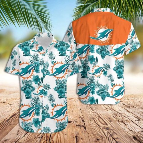 Miami Dolphins Hawaiian Shirt Dolphins Tropical Floral Hawaiian Shirt