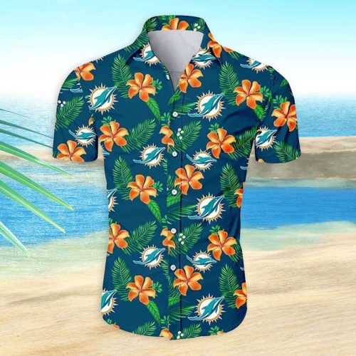 Miami Dolphins Hawaiian Shirt Dolphins Tropical Flower Hawaiian Shirt
