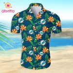 Miami Dolphins Hawaiian Shirt Dolphins Tropical Flower Hawaiian Shirt