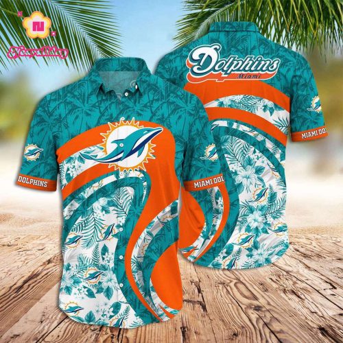 Miami Dolphins Hawaiian Shirt Dolphins Tropical Forest Hawaiian Shirt