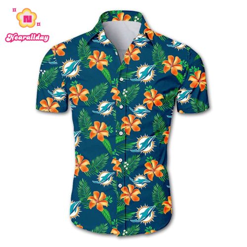 Miami Dolphins Hawaiian Shirt Floral Button Up