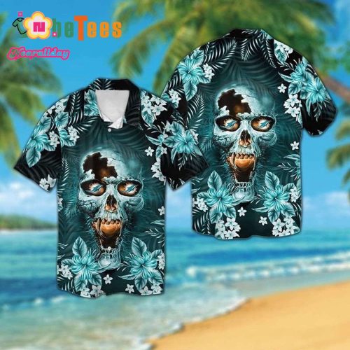 Miami Dolphins Hawaiian Shirt, Skull Tropical, Button Down Hawaiian Shirt  Perfect Gifts For Your Loved Ones