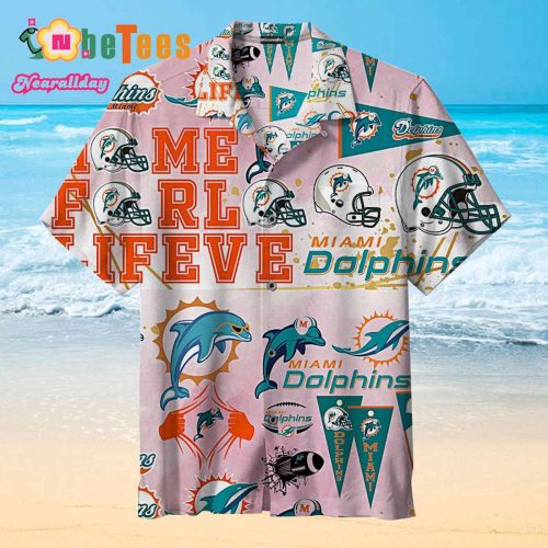 Miami Dolphins Hawaiian Shirt, Symbol Pattern, Button Down Hawaiian Shirt  Perfect Gifts For Your Loved Ones