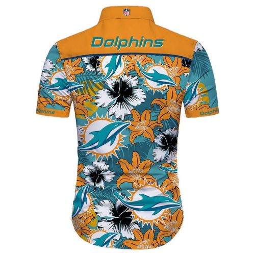 Miami Dolphins Hawaiian Shirt Tropical Flower Short Sleeve