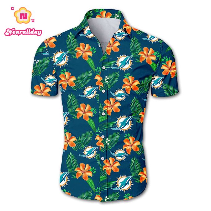 Miami Dolphins Hawaiian Shirt Tropical Flower summer