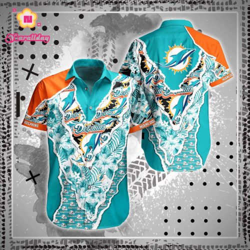 Miami Dolphins Helmet And Floral Summer Hawaiian Shirt