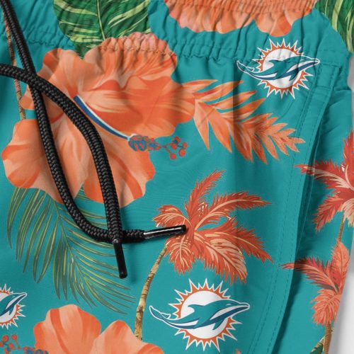 Miami Dolphins Nfl Color Hibiscus Button Up Hawaiian Shirt