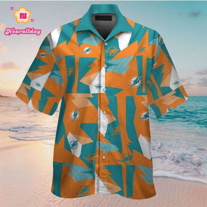 Miami Dolphins Short Sleeve Button Up Tropical Aloha Hawaiian Shirt Set for Men Women Kids Gift