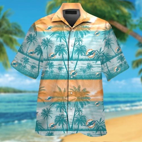 Miami Dolphins Short Sleeve Button Up Tropical Aloha Hawaiian Shirt Set for Men Women Kids Gift