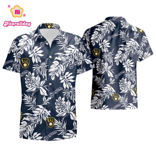 Milwaukee Brewers Hawaiian Shirt: Tropical Flower Short Sleeve 2023 Summer Style
