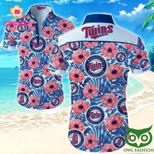 Minnesota Twins Light Blue and Pink Flowers Hawaiian Shirt – Summer Style