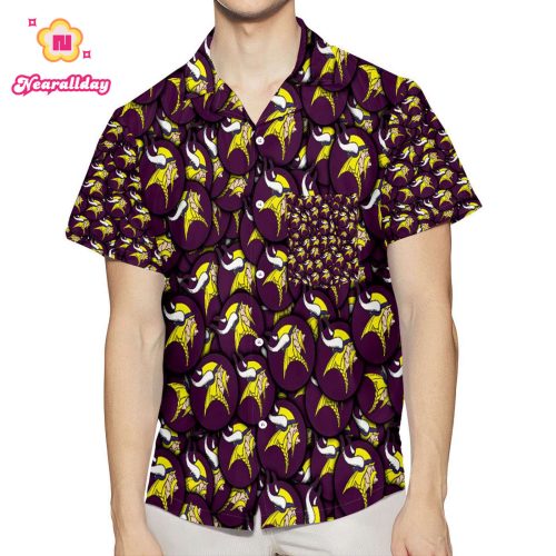 Minnesota Vikings Emblem v9 3D All Over Print Summer Beach Hawaiian Shirt With Pocket