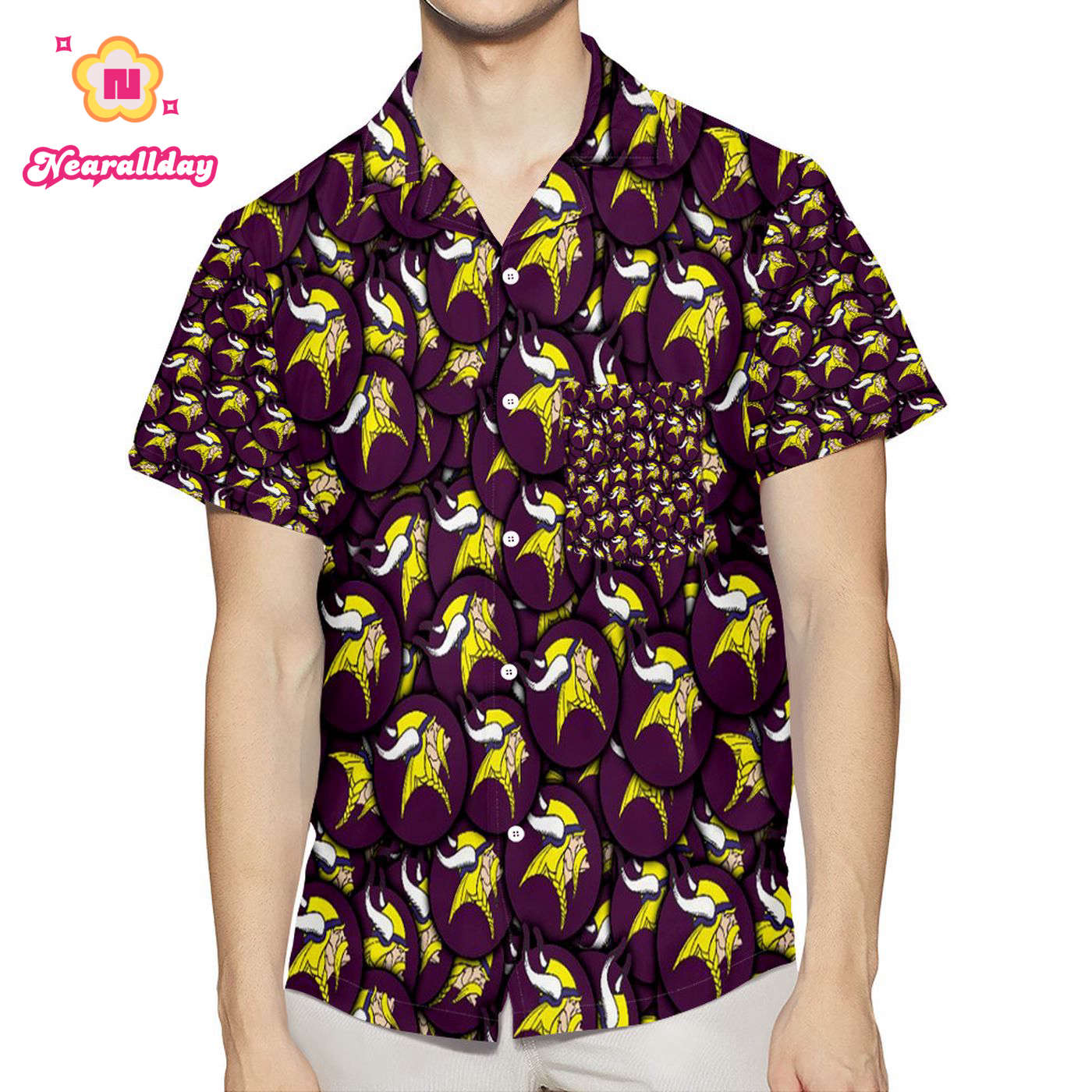 Minnesota Vikings Emblem v9 3D All Over Print Summer Beach Hawaiian Shirt With Pocket Minnesota Vikings Emblem v9 3D All Over Print Summer Beach Hawaiian Shirt With Pocket