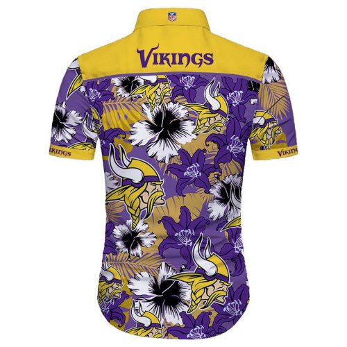 Minnesota Vikings Hawaiian Shirt Tropical Flower Short Sleeve