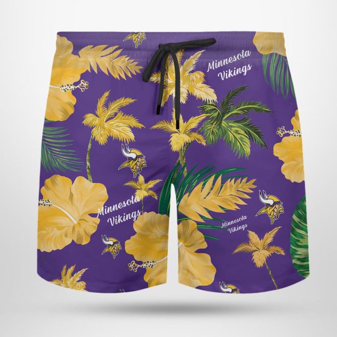 Minnesota Vikings Nfl Color Hibiscus Button Up Hawaiian Shirt